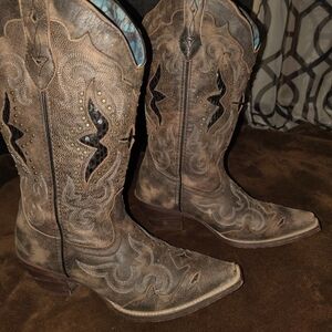 Laredo Distressed Brown Western Heeled Cowboy Boots